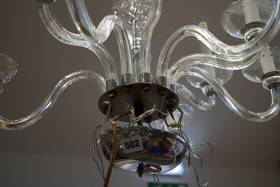A cut glass chandelier